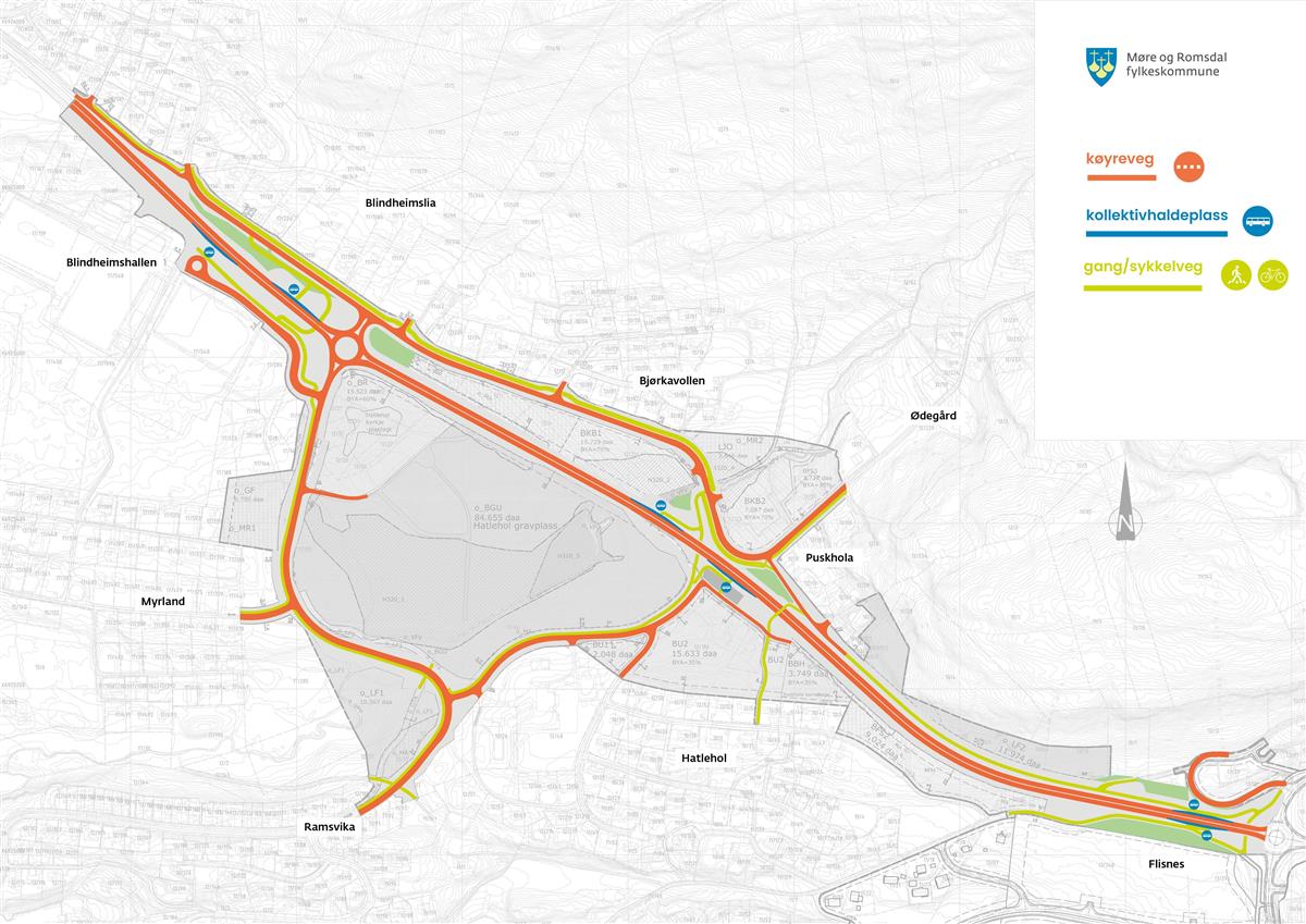 kart over vegstrekning - Klikk for stort bilete